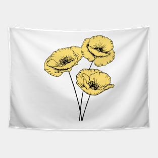 Yellow Poppy Plant Hand Drawn Gardening Gift Tapestry