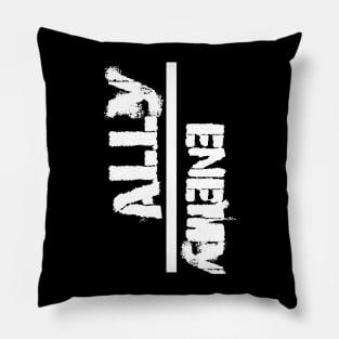 Ally/Enemy Cool Word Art Minimalist Design Pillow