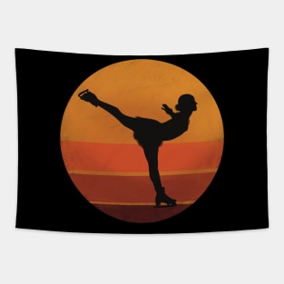 Ice Skater Gracefully Gliding over the Sunset Tapestry