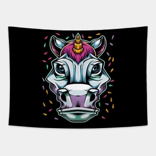 Unicorn - Horse Head Colorful Rainbow Tapestry