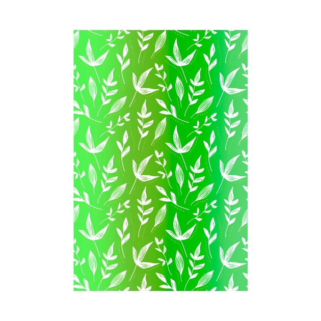 Neon Green leaves pattern by PedaDesign