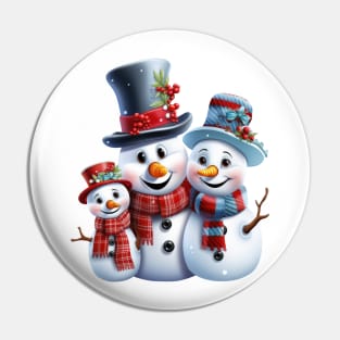 3D Snowmen #7 Pin