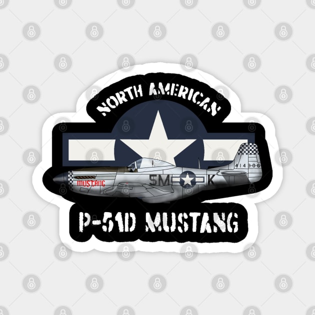 North American P-51D Mustang Magnet by BearCaveDesigns