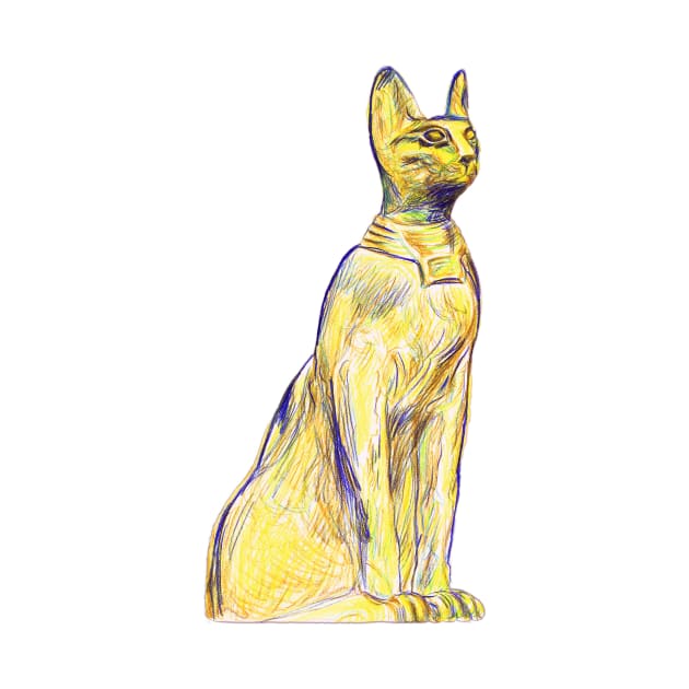 TITILEIN Egyptian Goddess Bastet Drawing by TITILEIN