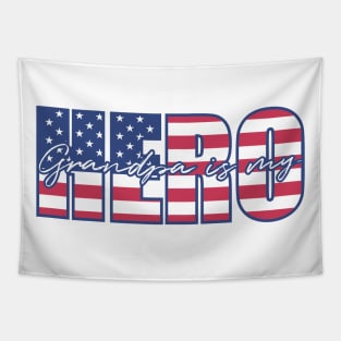 Grandpa is My Hero American Flag Tapestry