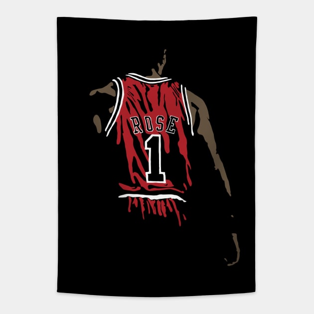 Derrick Rose Silhouette Tapestry by rattraptees