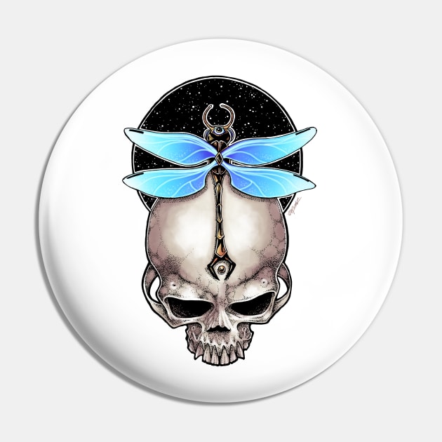 Awakened - Dragonfly Skull Pin by Indi Martin