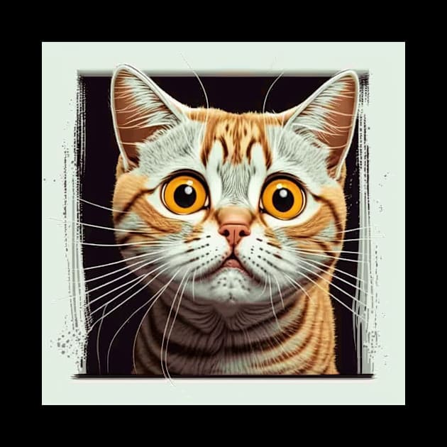 Funny Scared Ginger Cat Face, Cat Lover, Scaredy Cat by dukito