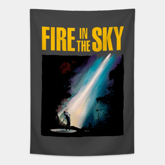 Fire in the Sky illustration Tapestry by burrotees