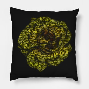 Yellow Rose of Texas Cities Towns Word Cloud Pillow