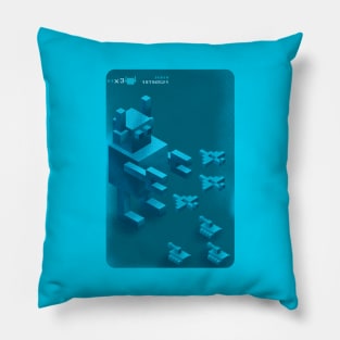 Retro giant robot attack Pillow