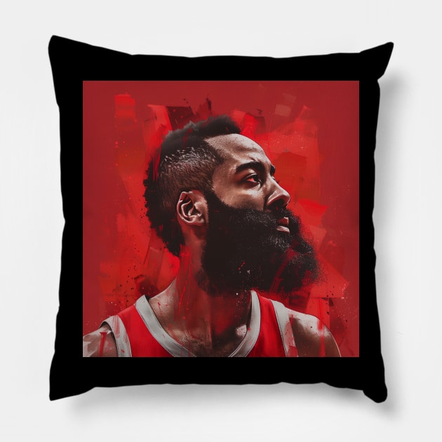 James harden nba abstract portrait Pillow by Ritvik Takkar