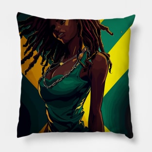 Rasta jamaica woman Pillow