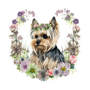 Yorkie Yorkshire Terrier in Valentine Wreath T-Shirt