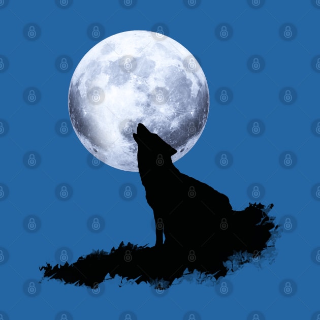 Wolf howling at the moon, nature and animals lovers by Collagedream