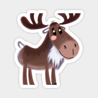 Cute Moose Drawing Magnet