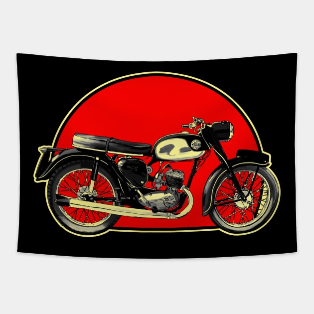 Bantam 1948-1971 Retro Red Circle Motorcycle Tapestry by Skye Bahringer