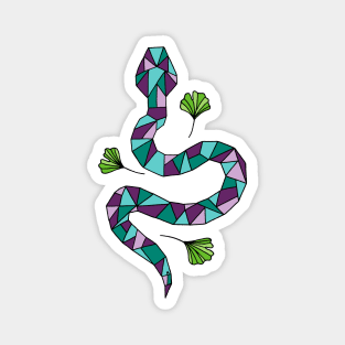 Geometric Snake and Ginkgo Leaves Magnet