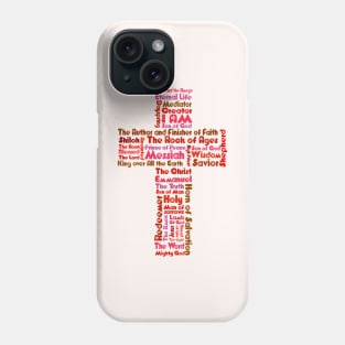 Funky Pink and Red Retro Style Names of Jesus Cross Phone Case