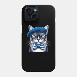 Cat With Greece Flag Bowtie Phone Case