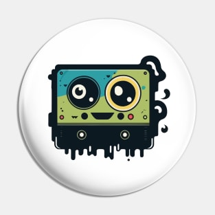 Tape Cassette Cute Kawaii Happy Monster Pin