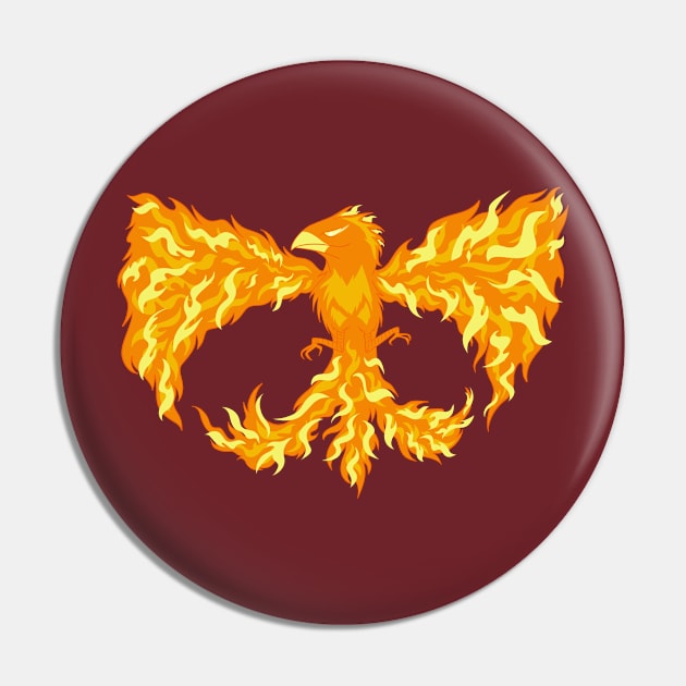 Red Flame Phoenix Pin by RooqieArt