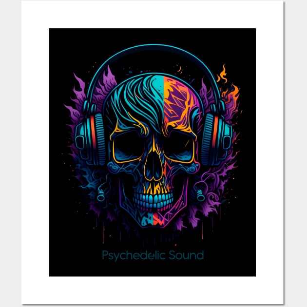 Graphic print of stylized psychedelic skull Vector Image