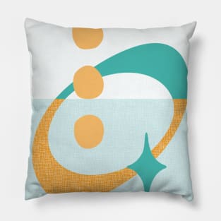 Mid Century Atomic Abstract Aqua, Orange, Teal Pillow