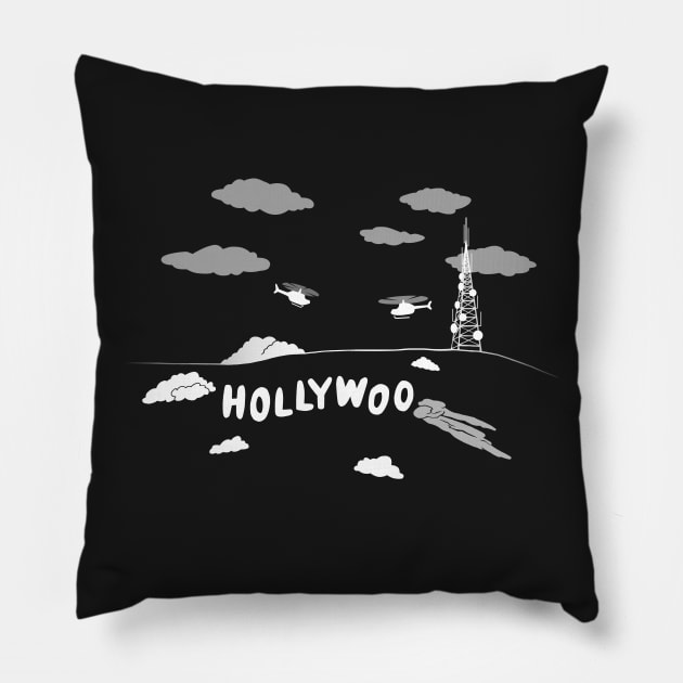 Hollywoo Sign Pillow by JuanGuilleBisbal