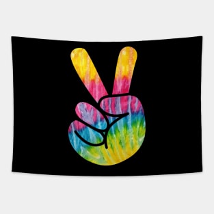 Psychedelic Peace Fingers Hand Sign Tapestry