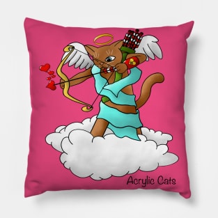 Valentine's Day Chocolate Brown Cupid Cat Pillow