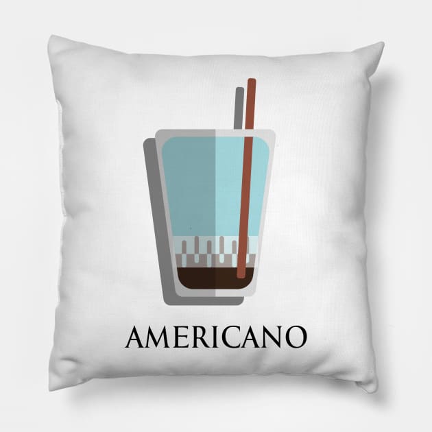 Iced Cold Americano coffee front view in flat design style Pillow by FOGSJ