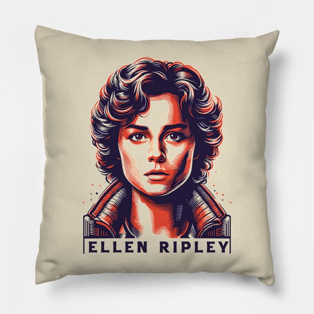 Retro Ellen Ripley Alien Fan Art Pillow by Trendsdk