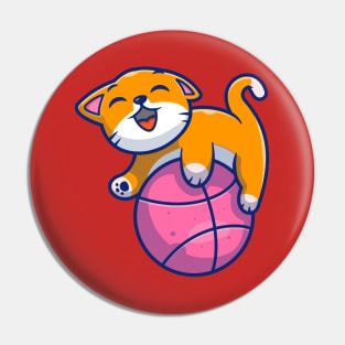 Cute Cat Playing Ball Cartoon (4) Pin