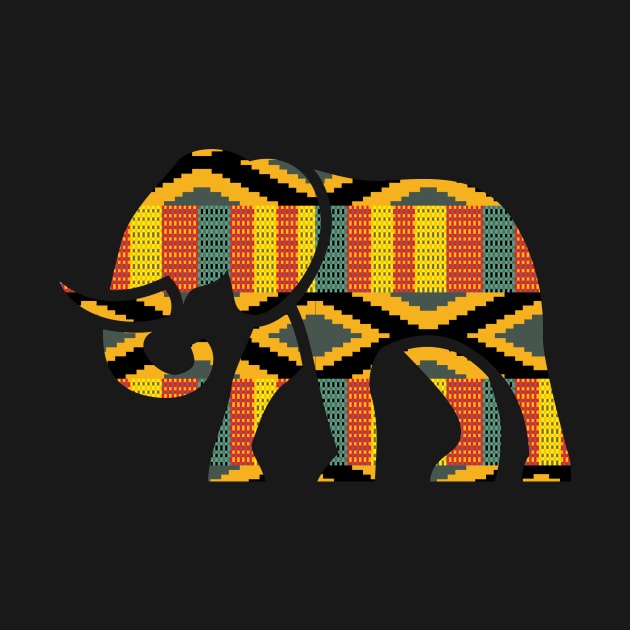 Elephant Animal with African Kente Pattern by kentevibes