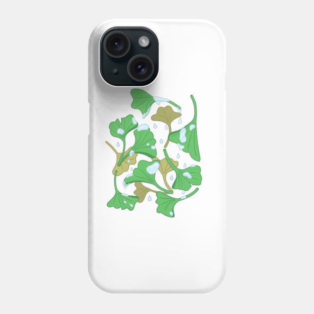 Raindrops and Ginkgo Leaves Phone Case by astonishingemma