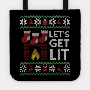 Ugly Christmas Sweater Lets Get Lit Tote