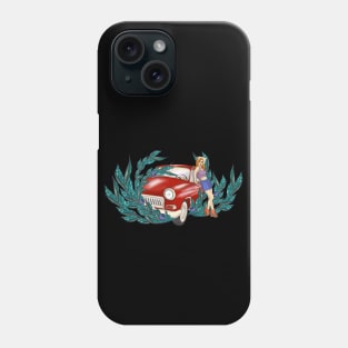 Woman with  red  car Pop art Phone Case