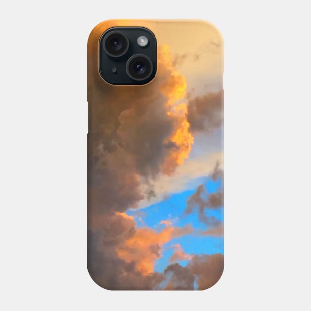 Black and Orange Storm Clouds at Sunset Eclipsing the Clear Blue Sky Phone Case by SeaStories