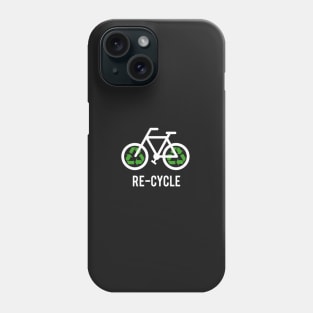Recycle, bicycle with recycling symbol, black t-shirt, black shirt for cyclists Phone Case