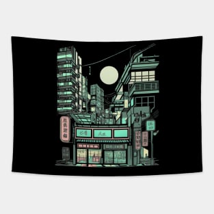 Tokyo street. Retro anime style Tapestry