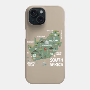 South Africa Illustrated Map Phone Case