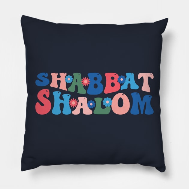 Shabbat Shalom 70s Vintage Pillow by DPattonPD