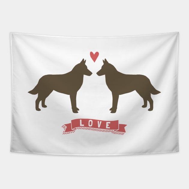 Belgian Malinois in Love Tapestry by Coffee Squirrel