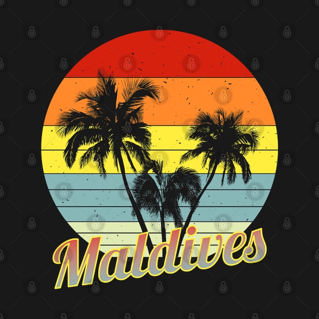 Maldives Retro Tropical Palm Trees Vacation by macdonaldcreativestudios