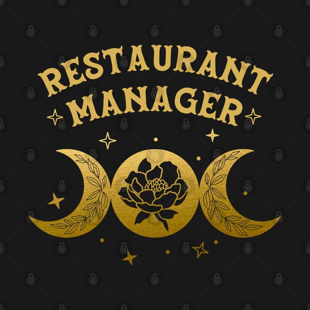 Restaurant Manager - Boho Moon & Wild Rose Golden Design by best-vibes-only