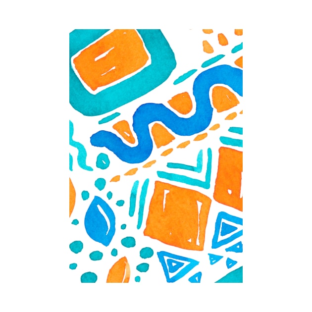 Vibrant blue and orange shapes are scattered across a clear background by downundershooter