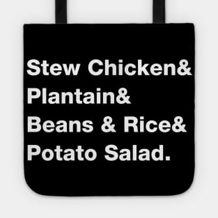 Belizean Sunday Dinner Food List - White Text Tote