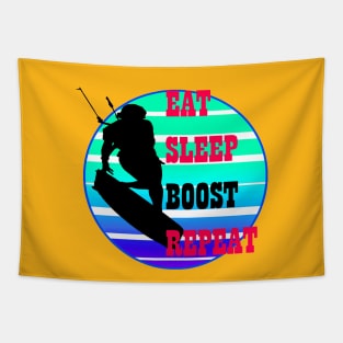 Eat Sleep Boost Repeat Female Kitesufer Retro Sunset Tapestry