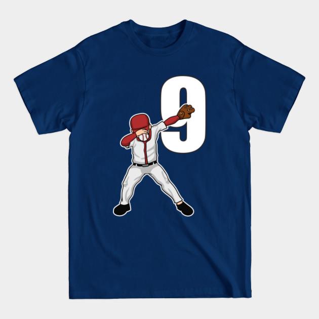 Discover Dabbing Baseball Player Catcher Pitcher Baseballer Number 9 Athlete Sports League Athletic Team - Baseball - T-Shirt